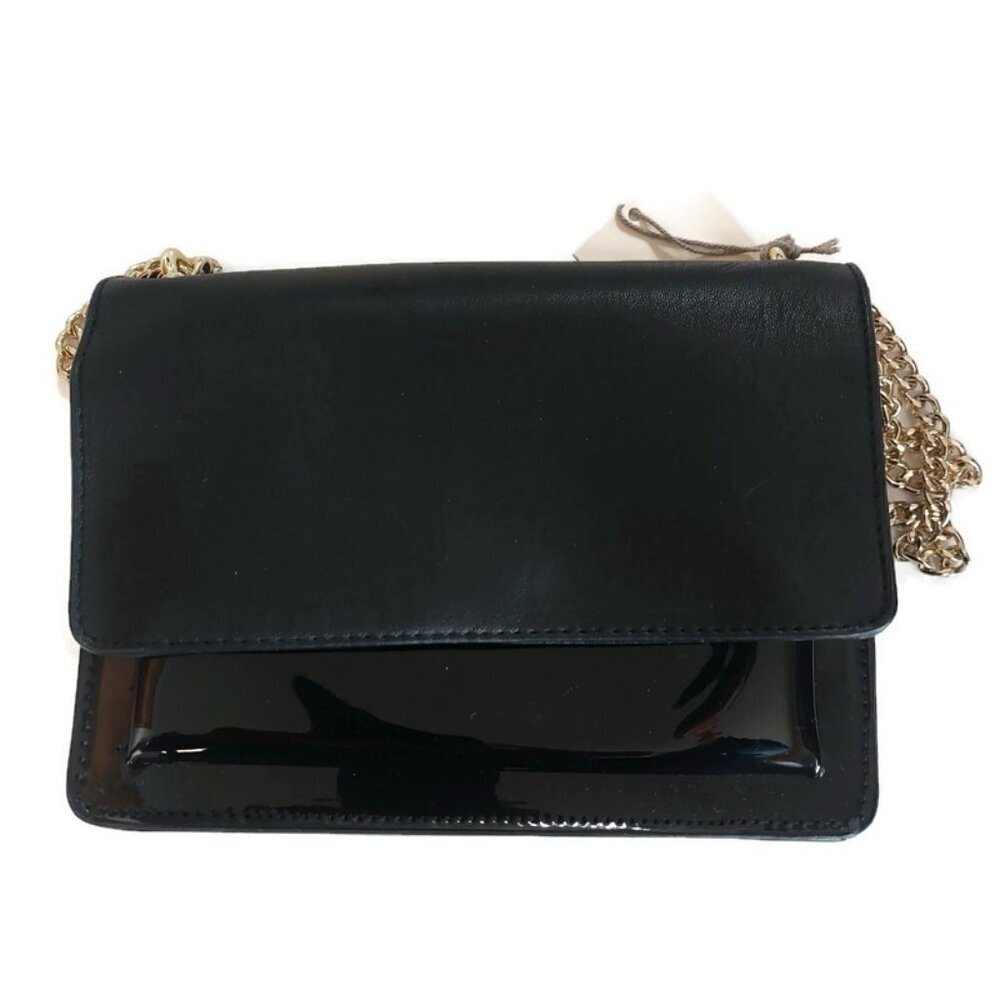 Womens Chain Flap Crossbody Handbag 9" x 7" A New Day Black Gold Tone - Picture 2 of 9